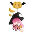 cute chibi witch halloween Royalty Free Stock Photo