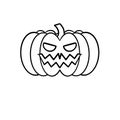 Fierce Pumpkin for Holloween. Black and white outline. Royalty Free Stock Photo