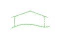 Abstract illustration of green house isolated on total white background. Royalty Free Stock Photo