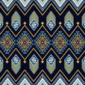 Dimensional Tribal African Fabric Pattern in Blue Geometric Style