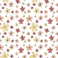 White background with yellow, red, orange flowers. For print, texture for paking or paper. Royalty Free Stock Photo