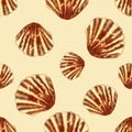 Semirealistic pattern of shell .Hand-drawn shell pattern. Shell isolated pattern for background. Royalty Free Stock Photo