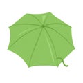 Green umbrella illustration viewed from above, displaying its symmetrically spread eight-panel canopy. Royalty Free Stock Photo