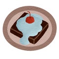 Cute chocolate with cherry dessert of sticker, sign, icon, badge and label. Royalty Free Stock Photo