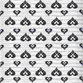 Seamless Black Heart Pattern on White Fabric Texture Royalty Free Stock Photo