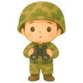 Little Soldier Clipart Watercolor Illustration on a White Background Royalty Free Stock Photo