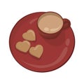 Dark red Cup with Cookies like heart Illustration Royalty Free Stock Photo