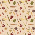 Cozy Candle Pattern with Warm Tones â Autumn and Home Decor Seamless Background Royalty Free Stock Photo