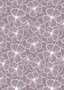 Hand drawn white floral pattern on pastel pink purple backdrop, drawing flowers, Royalty Free Stock Photo