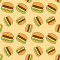 Delicious burgers hand drawn semaless pattern
