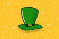 Green leprechaun hat on yellow background illustration Royalty Free Stock Photo