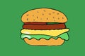 Hand drawn delicious cheesburger illustration