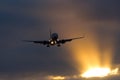 Untitled Boeing 737 Landing Sunset Royalty Free Stock Photo