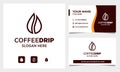 Coffee Bean with Water Drop Concept Logo Design Royalty Free Stock Photo