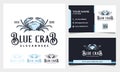 Hand Drawn Blue Crab vintage illustration Logo Design Royalty Free Stock Photo