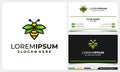 Honey bee logo design with wing leaf concept Royalty Free Stock Photo