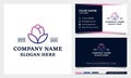 Minimalist Elegant Rose flower logo design, beauty spa or cosmetics logo with business card
