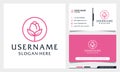 Circle Rose flower logo design, beauty spa or cosmetics logo with business card Royalty Free Stock Photo
