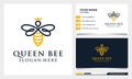 Bee honey creative icon symbol logo, queen bee linear logotype. logo design, icon and business card Royalty Free Stock Photo