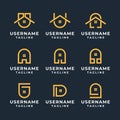 Set of monogram real estate house, home, building logo template