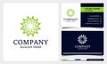 Circle nature Leaf logo design vector with business card Royalty Free Stock Photo