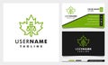 Creative Maple leaf with Law firm, justice, attorney, pillar concept logo design with business card