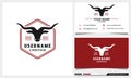 Livestock Logo With Head Of Bull Cattle And Business Card Template