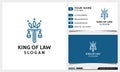 Law firm, attorney, elegance crown line art style logo with business card