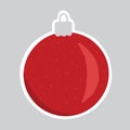 Christmas sticker with festive red ball, holiday element ready for print, raster