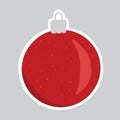 Christmas sticker with festive red ball, holiday element ready for print, vector
