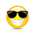 Cool happy emoji with sunglasses