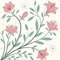 Botanical illustration depicting stylized pink lilies Royalty Free Stock Photo