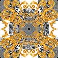 Baroque gold color with greek design circle style seamless pattern