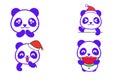 4 illustrations of pandas with cute expressions