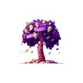 Artistic Purple colored money tree in a white background