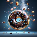 Floating delicious doughnut is a perfectly balanced combination of fluffy dough, sweet glaze, and toppings