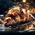 delicious French croissant is a flaky, buttery pastry with a golden brown crust and a soft, airy interior