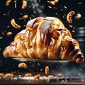 delicious French croissant is a flaky, buttery pastry with a golden brown crust and a soft, airy interior