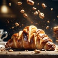 delicious French croissant is a flaky, buttery pastry with a golden brown crust and a soft, airy interior