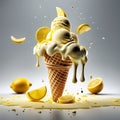 Floating delicious lemon gelato ice cream cone is a summery treat that is both refreshing and satisfying