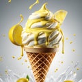 Floating delicious lemon gelato ice cream cone is a summery treat that is both refreshing and satisfying