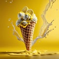 Floating delicious lemon gelato ice cream cone is a summery treat that is both refreshing and satisfying