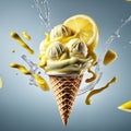 Floating delicious lemon gelato ice cream cone is a summery treat that is both refreshing and satisfying