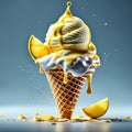 Floating delicious lemon gelato ice cream cone is a summery treat that is both refreshing and satisfying