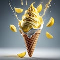 Floating delicious lemon gelato ice cream cone is a summery treat that is both refreshing and satisfying