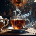 Hot tea is a beverage made by steeping the dried leaves, buds, or twigs of the Camellia sinensis plant in hot water Royalty Free Stock Photo