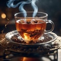 Hot tea is a beverage made by steeping the dried leaves, buds, or twigs of the Camellia sinensis plant in hot water Royalty Free Stock Photo