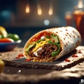 delicious burrito is a warm, flour tortilla filled with savory ingredients like seasoned meat