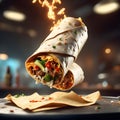 delicious burrito is a warm, flour tortilla filled with savory ingredients like seasoned meat