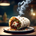 delicious burrito is a warm, flour tortilla filled with savory ingredients like seasoned meat